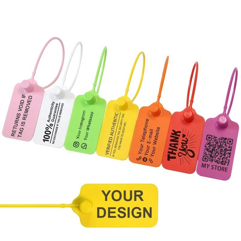 Custom Logo Off Whit Zip Tie Tag Plastic For Clothing Shoes Seal Tag