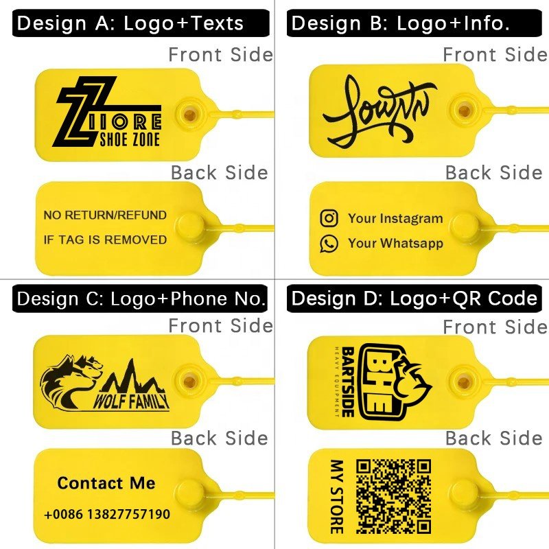 Custom Logo Off Whit Zip Tie Tag Plastic For Clothing Shoes Seal Tag