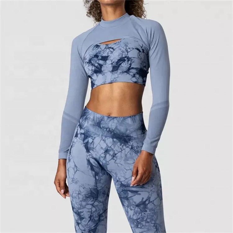 2023 High Quality Custom Print Sexy Women Tie Dye Sportswear Fitness Bra Pants Yoga Suit 3 Piece Yoga Set