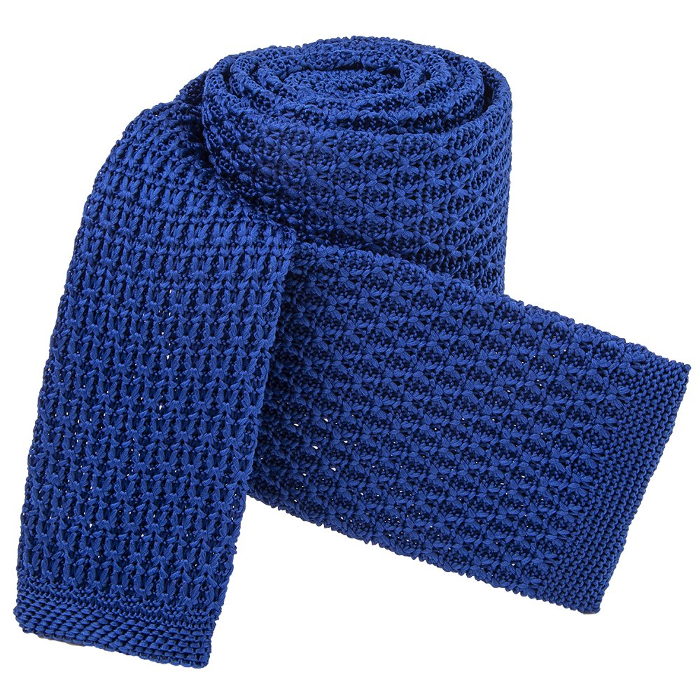 Navy Blue Grenadine Knit Necktie Solid Color Stripe or Plaid Pattern Plain Design Polyester Ties
