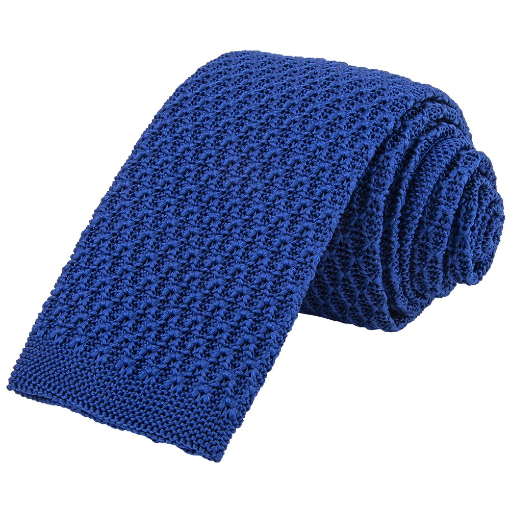 Navy Blue Grenadine Knit Necktie Solid Color Stripe or Plaid Pattern Plain Design Polyester Ties