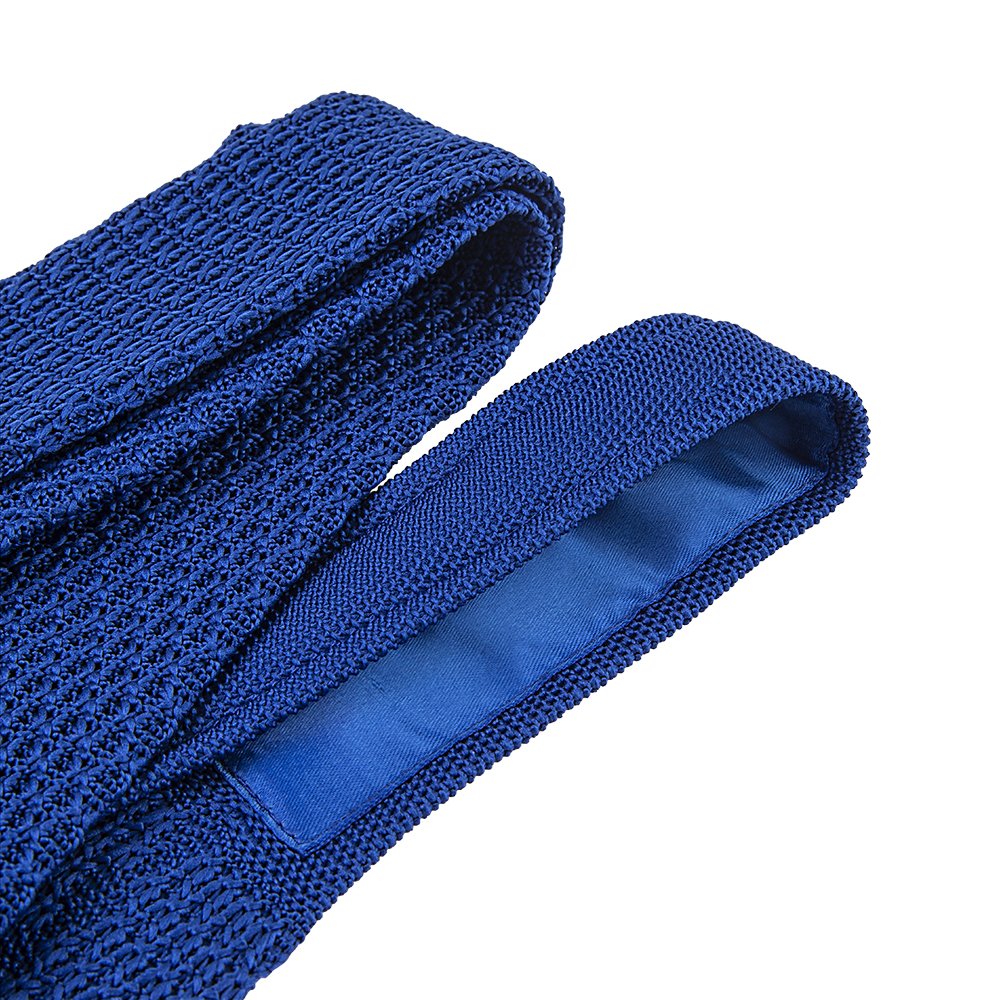 Navy Blue Grenadine Knit Necktie Solid Color Stripe or Plaid Pattern Plain Design Polyester Ties