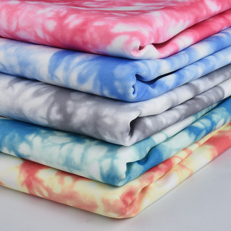 In stock tie dyed waxed fabric digital print canvas fabric tie dyed canvas polyester fabric garment bag