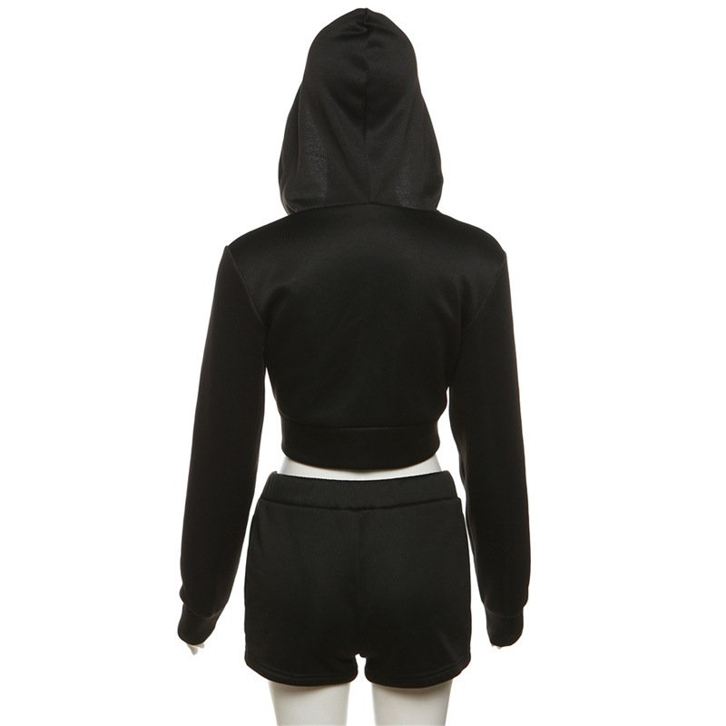 Fashion 2024 Fall Women Clothes Hoodie Crop Top Shorts Jackets Set For Streetwear