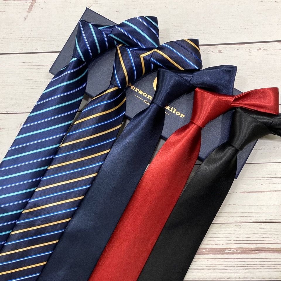 Wholesale Business Men's Fashionable Slim Fit Polyester Tie High Quality Striped Printed Silk Tie with Solid Color Design Gift