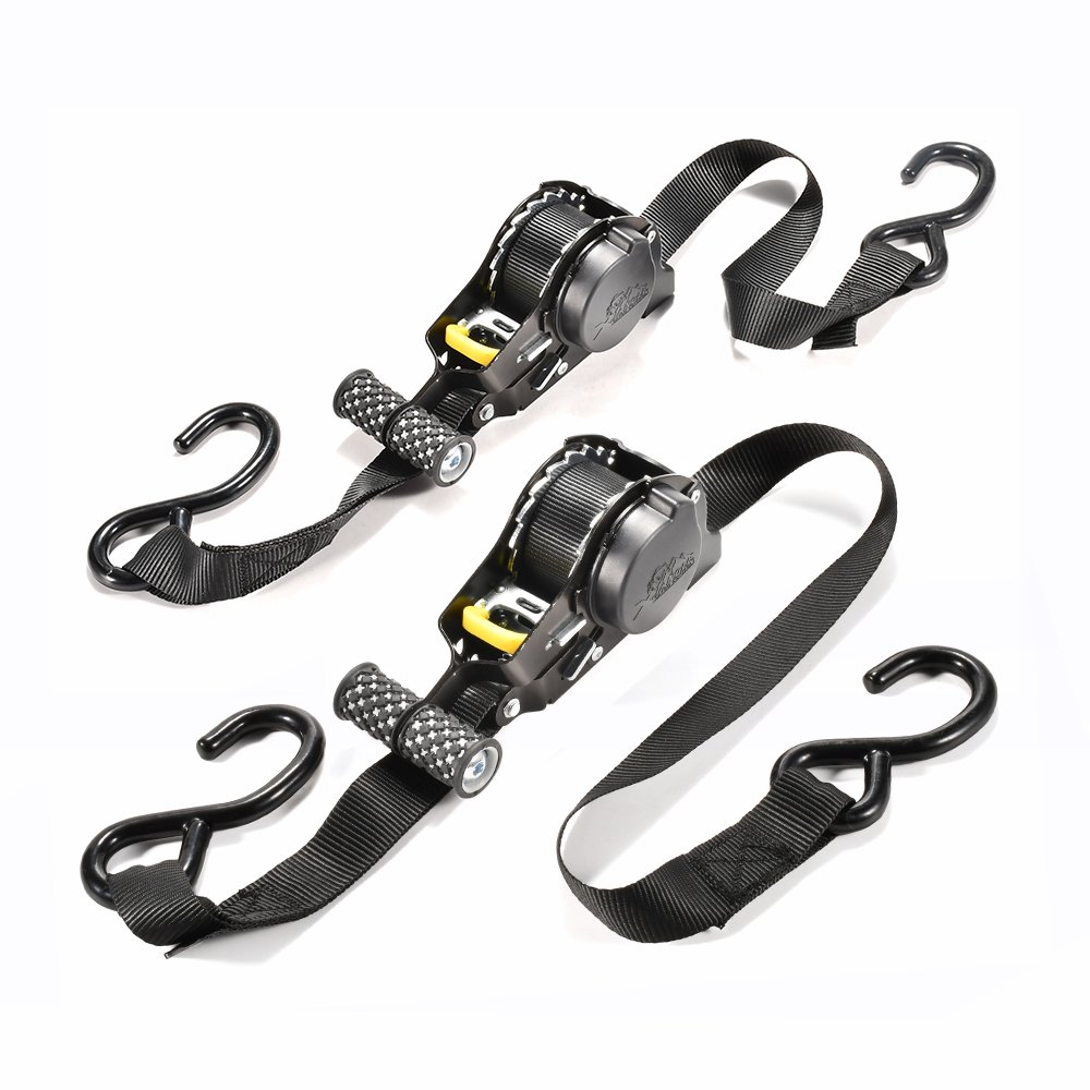 Dropshipping 4pk 1" x 3m 700kg Break Strength Self Retracting Auto Retractable Ratchet Tie Down Strap with S Hook