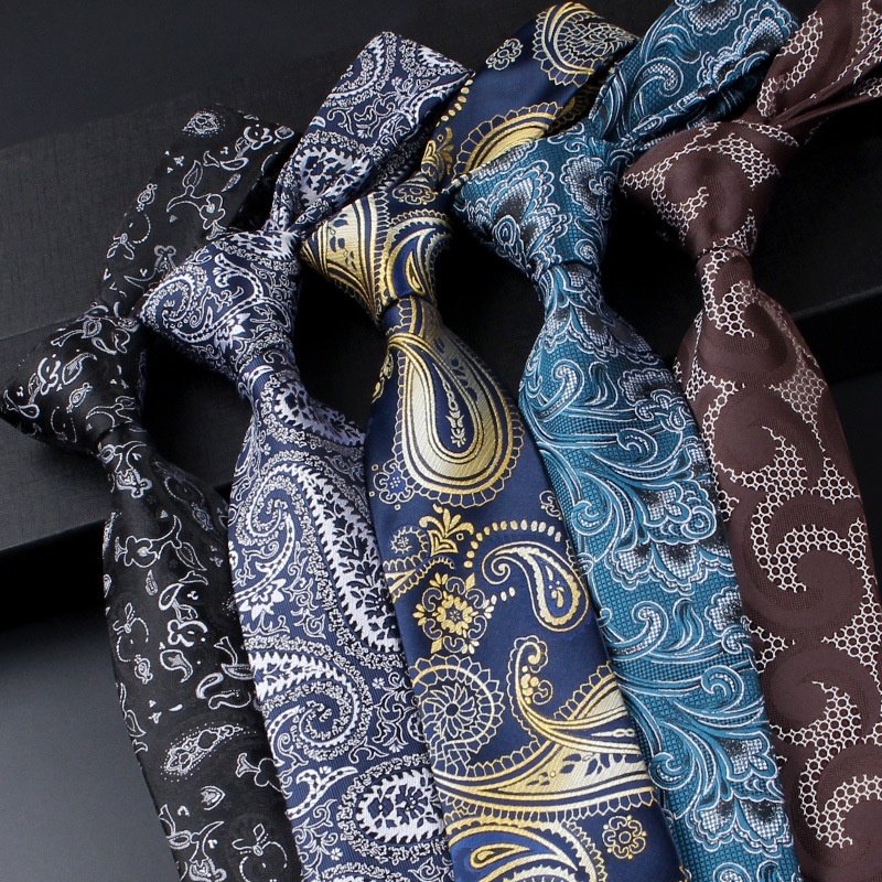Factory Sell Percy Neck Ties Men Retro Floral Pattern Cashew Design Polyester Formal Dinner Wedding Casual Retros Hand-Tied