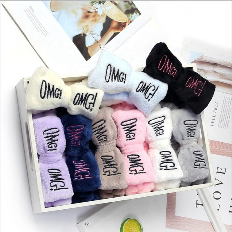 New style headband OMG makeup bow tie soft elastic hair accessories and headbands for women