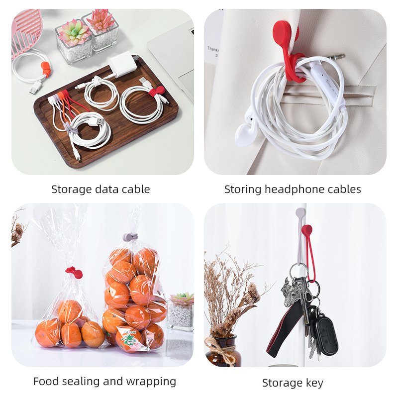 Multi-Purpose Cable Tie Reusable Cable Management Cord Organizer Other Wiring Accessories Rubber Magnetic Silicone Cable Tie