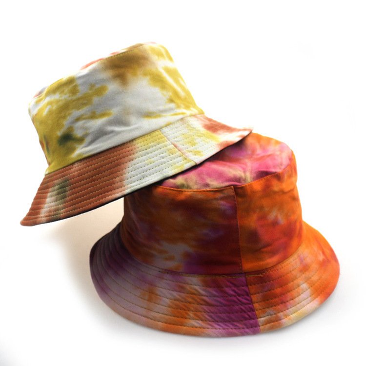 wholesale New design Custom design tie dye bucket hat colorful tie dye rainbow reverse bucket hat