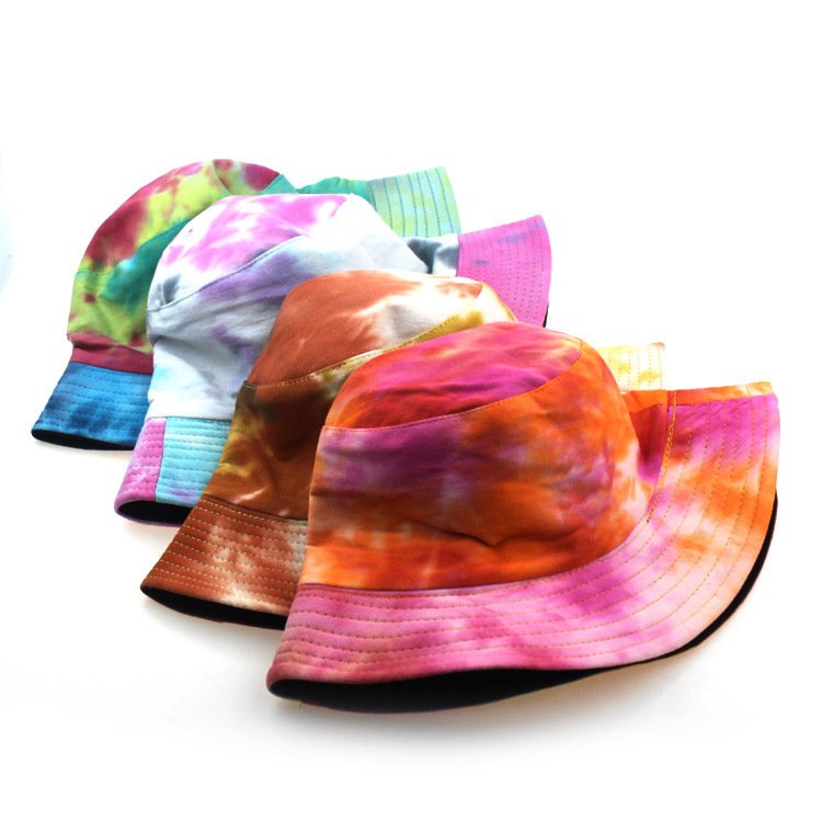 wholesale New design Custom design tie dye bucket hat colorful tie dye rainbow reverse bucket hat