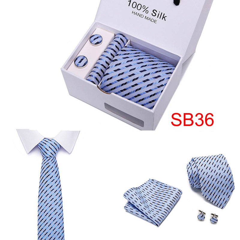 Necktie 7.5cm tie four pieces set Custom Logo Fashion Business mens Neck Tie bow tie pocket square cufflinks set