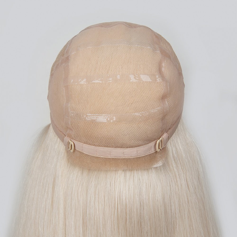 luxury silicone base cap #60 silk raw European Russian human hair hidden knots full medical wig for alopecia