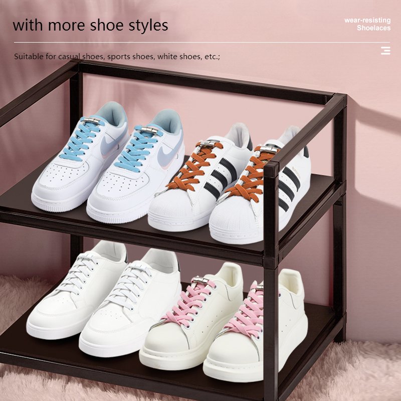 Elastic Laces Sneaker Press Lock Shoelaces without ties Kids Adult 8MM Widened Flat Shoelace for Shoes No Tie sports Shoe laces