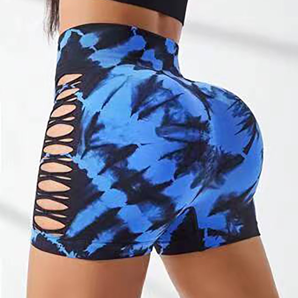 Sports tights long pants seamless high-waisted fitness hollow sexy tie dye yoga shorts high waist leggings