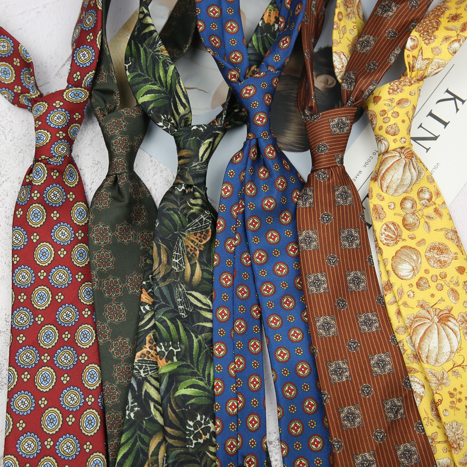 Trendy casual vintage printed neck tie men and women floral youth fashion shirt accessory neck ties