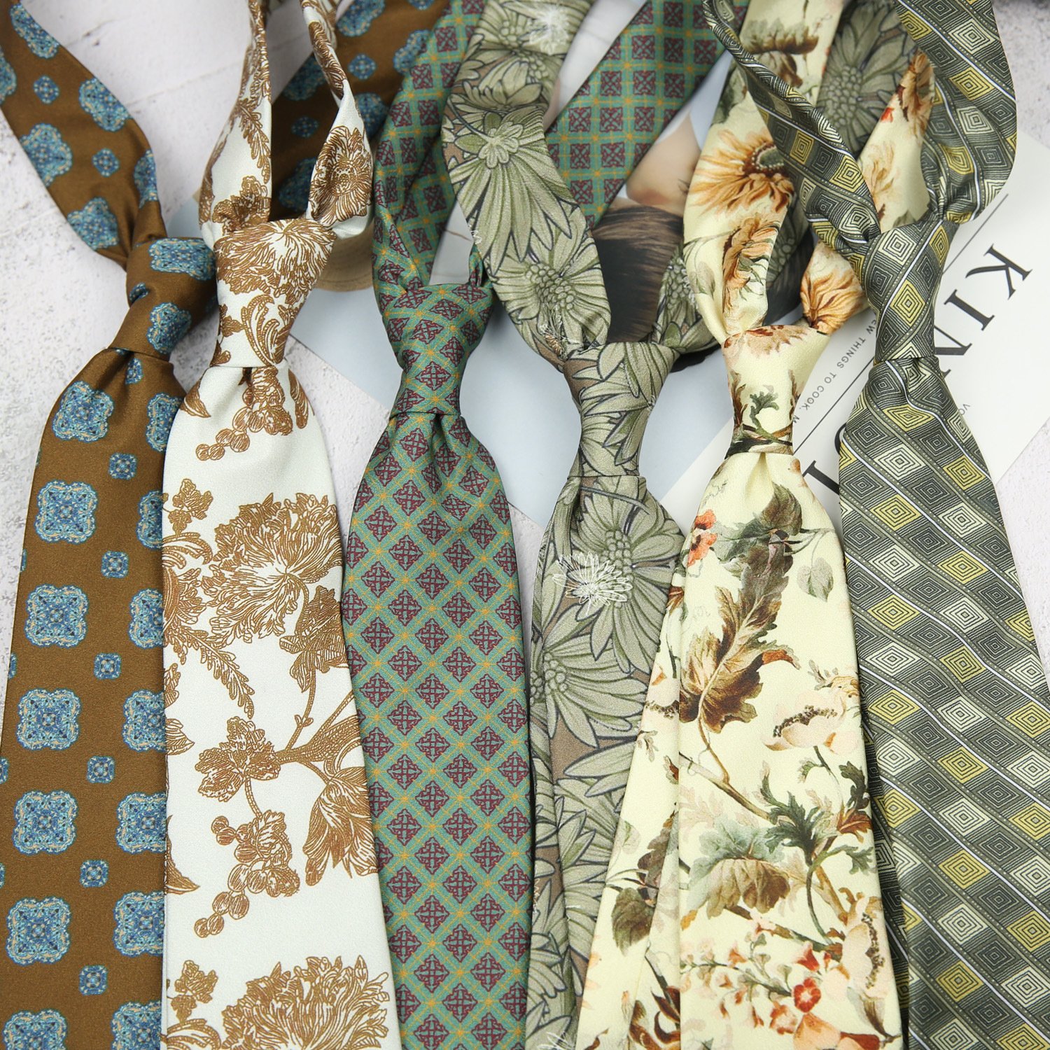 Trendy casual vintage printed neck tie men and women floral youth fashion shirt accessory neck ties