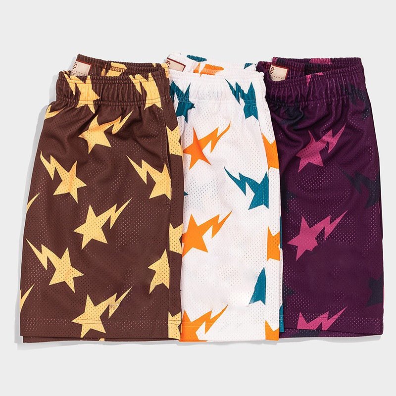 Custom mesh shorts with side pocket 100% polyester tie-dye mesh basketball shorts sublimation print mesh shorts
