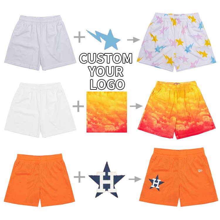 Custom mesh shorts with side pocket 100% polyester tie-dye mesh basketball shorts sublimation print mesh shorts