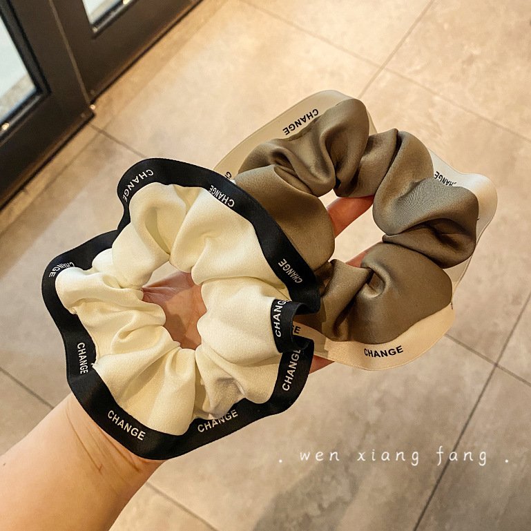 French fashion luxury CC design oversized scrunchie elegant women's satin elastic headband