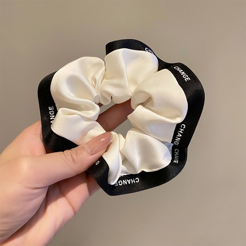 French fashion luxury CC design oversized scrunchie elegant women's satin elastic headband