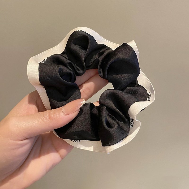 French fashion luxury CC design oversized scrunchie elegant women's satin elastic headband