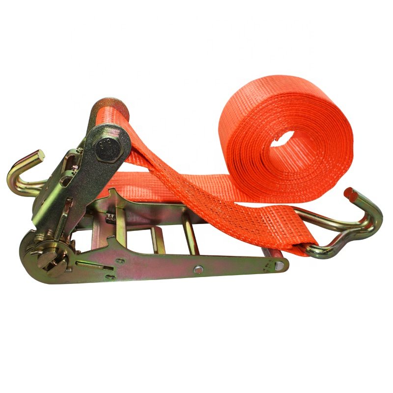 75mm 10T Cargo Control Tie Down Strap With Ratchet Buckle And Double J Hook