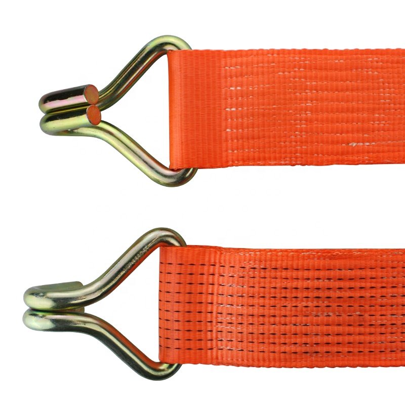 75mm 10T Cargo Control Tie Down Strap With Ratchet Buckle And Double J Hook