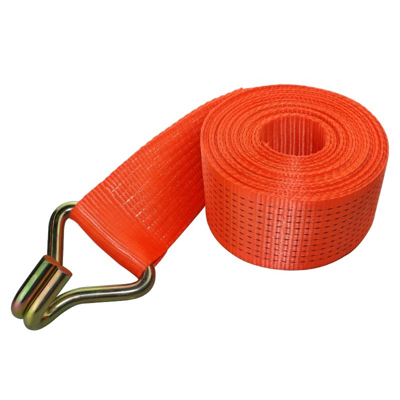 75mm 10T Cargo Control Tie Down Strap With Ratchet Buckle And Double J Hook