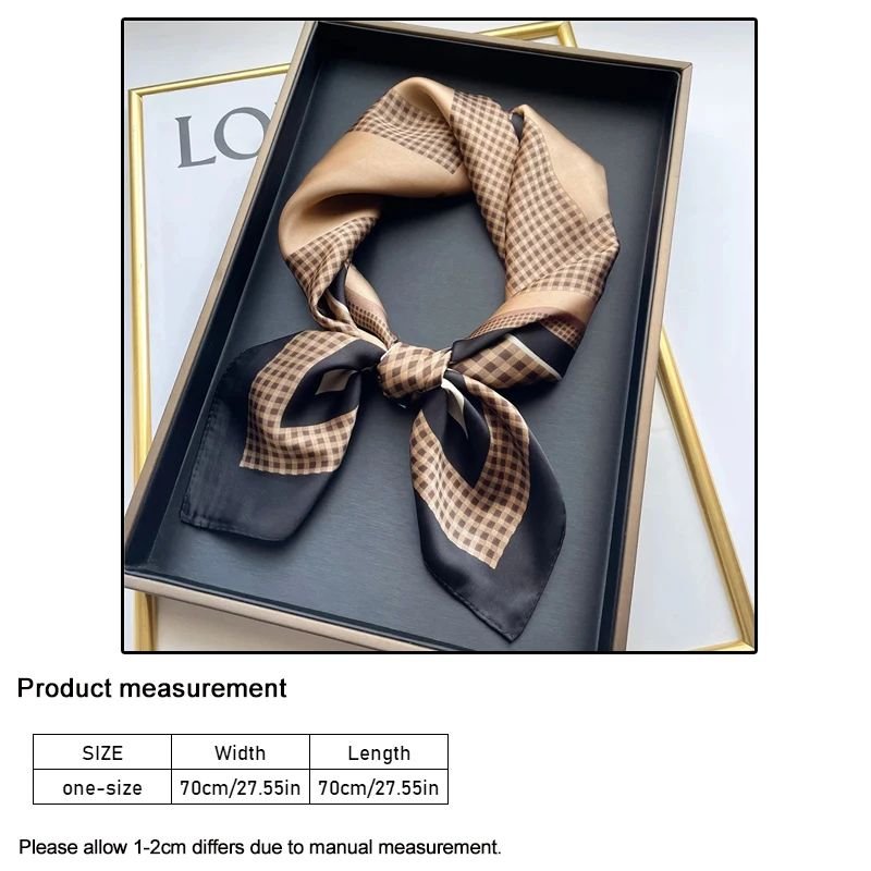 Women'S Retro Small Square Three-Dimensional Letter Printed Silk Scarf Professional Scarf