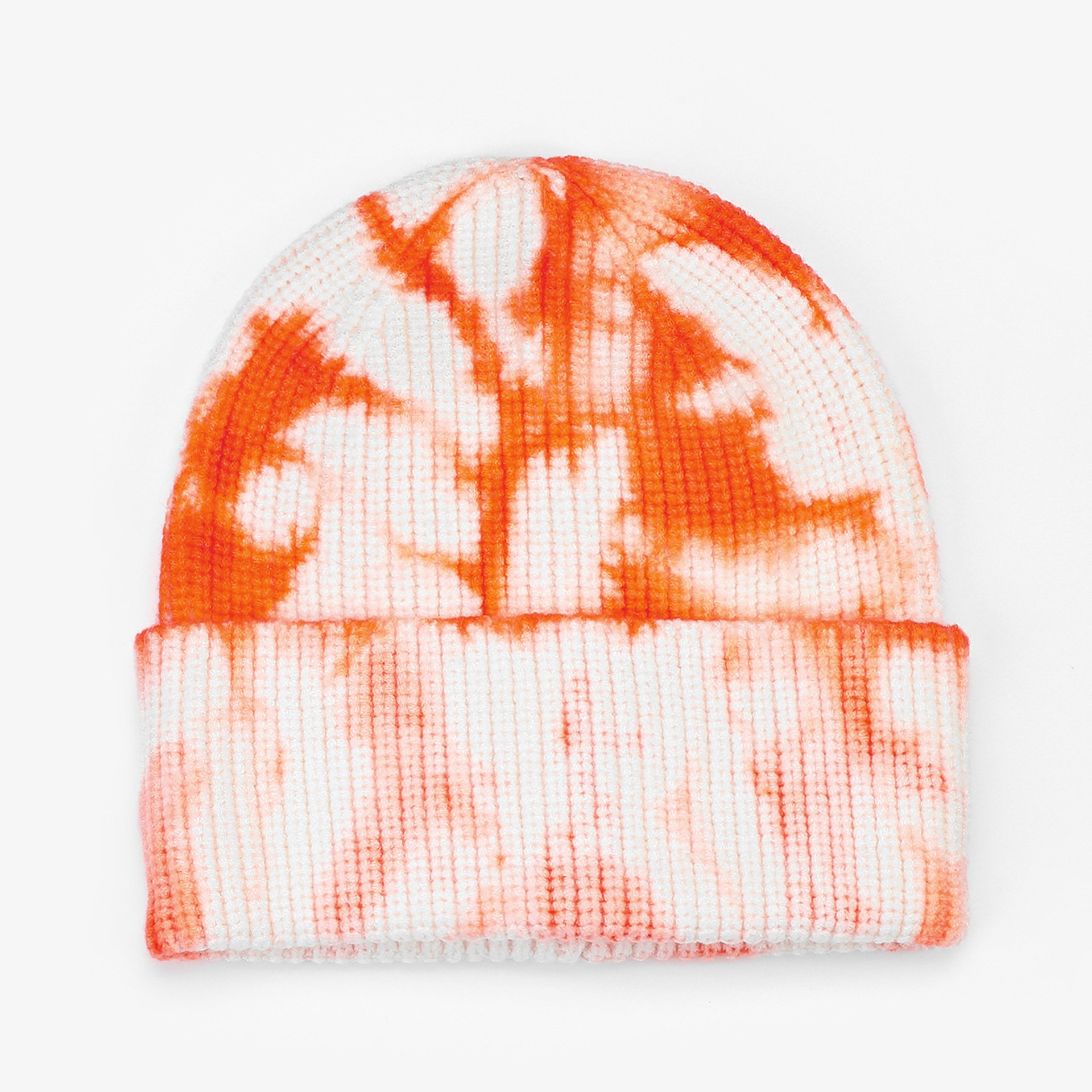 Custom Winter Cuffed Knitted Hats Embroidery Beanies Tie Dye Unisex Warm Caps