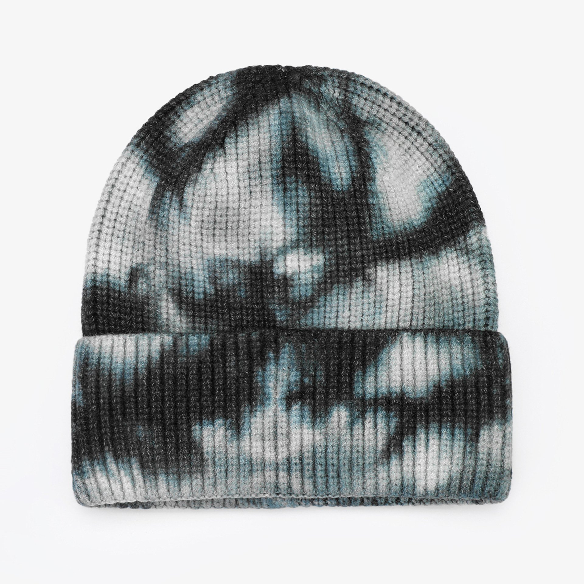 Custom Winter Cuffed Knitted Hats Embroidery Beanies Tie Dye Unisex Warm Caps