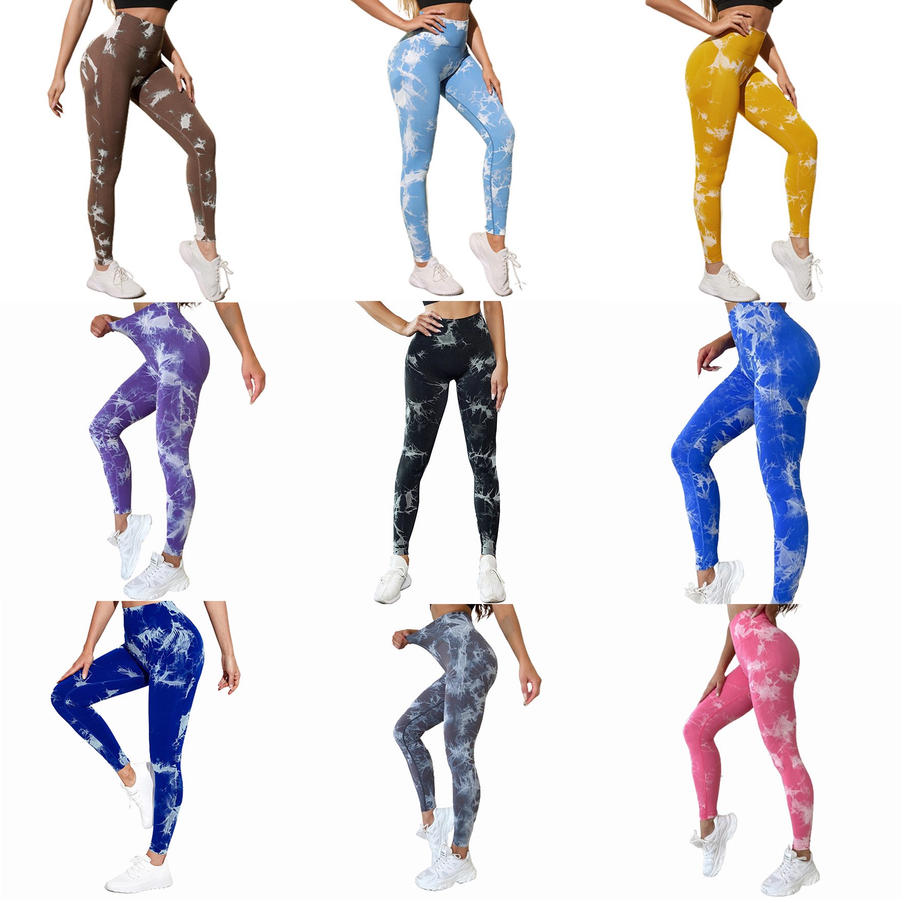 Hot Sale Woman Tie Dye Recycled Custom Yoga Pants Push Up Sportswear Fitness Tight Workout Marble Leggings