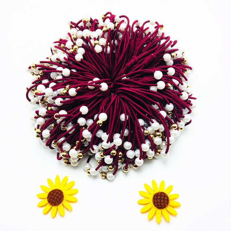 SongMay Pearl Hair tie High Elastic Headrope 3-in-1 Rubber Band elastic hair band hair accessories