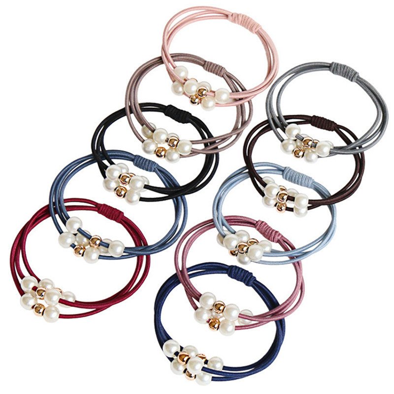 SongMay Pearl Hair tie High Elastic Headrope 3-in-1 Rubber Band elastic hair band hair accessories