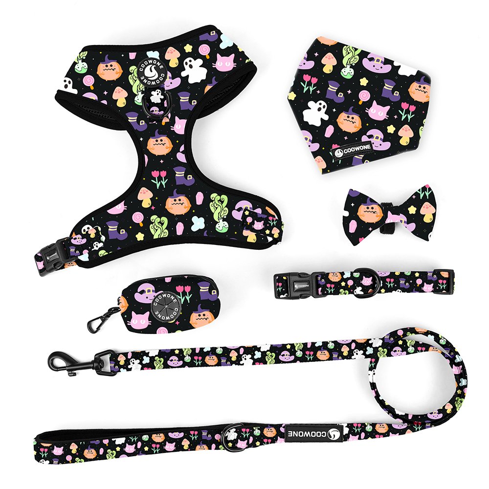 Manufacturer Designer Dog Harness Set With Matching Dog Collar Leash Bow Tie And Bandana Set Dog Collar Leash