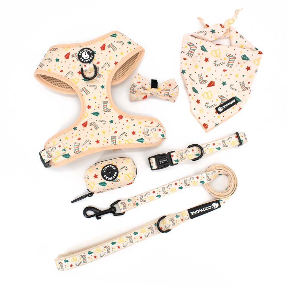 Manufacturer Designer Dog Harness Set With Matching Dog Collar Leash Bow Tie And Bandana Set Dog Collar Leash