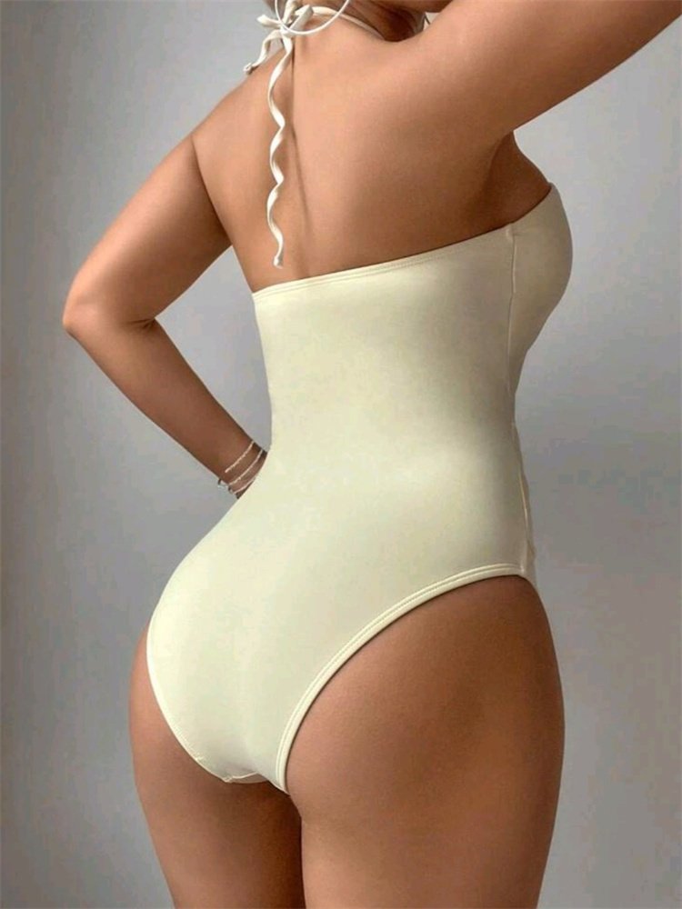 2024 New 3D 3D Flower Hanging Neck One Piece Swimsuit Sexy Bikini Swimsuit