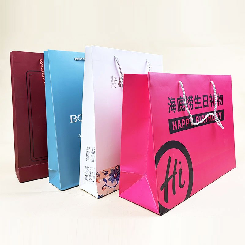 CG2567 Custom printed your own logo Christmas gift packaging brown paper bag with handles