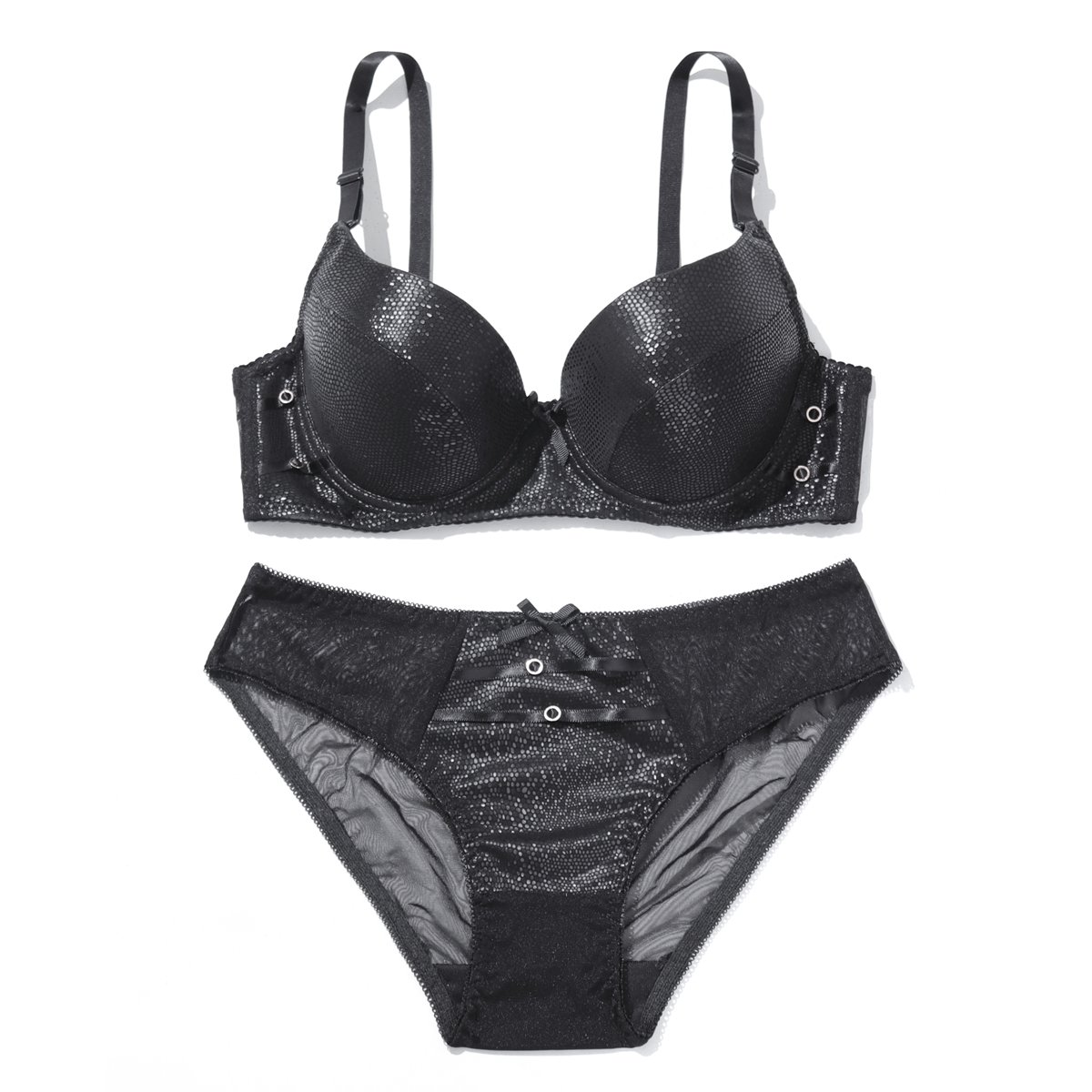 DANXING PU Leather Lingerie Set Underwire Bra and Thong Comfy Push Up Bra Set 34B 36B 38B 40B-170#Set