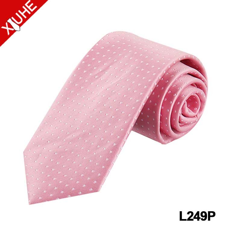 New Arrival Wholesale Pink Solid Color Mens Necktie Army Green Woven Neckties Dot Pattern Wholesale Polyester Tie