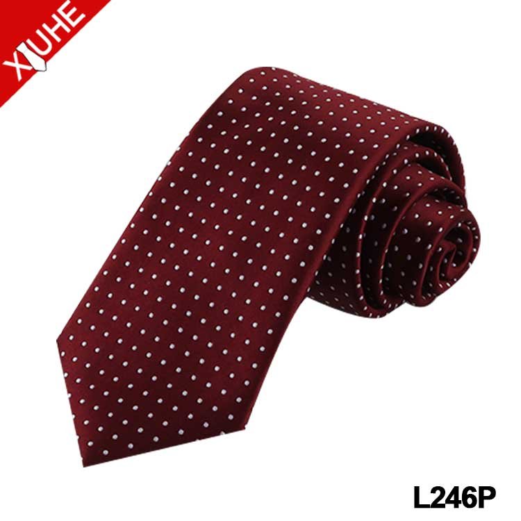 New Arrival Wholesale Pink Solid Color Mens Necktie Army Green Woven Neckties Dot Pattern Wholesale Polyester Tie