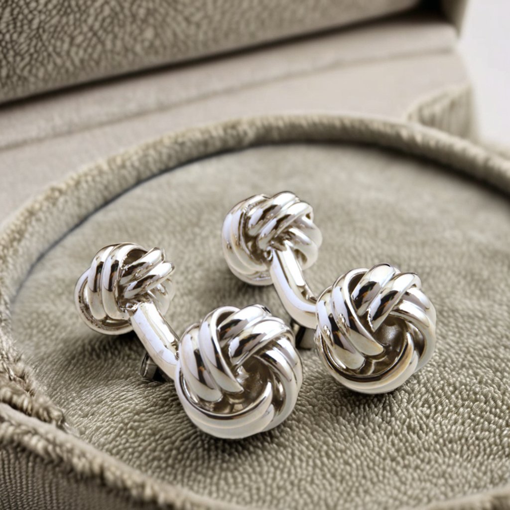 Wholesale Silver Love Knot Elegant Cufflinks Custom Mens Suit Shirt Jewelry Tuxedo Fashion Accessory Trendy Cufflinks for Men