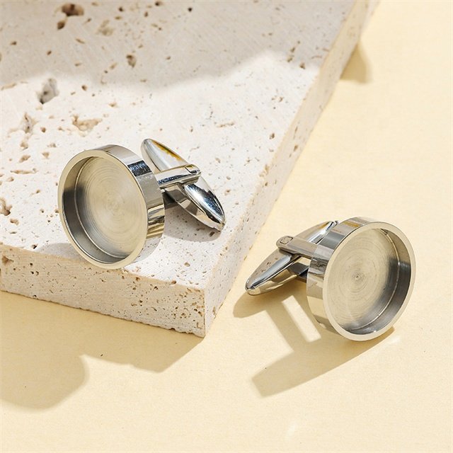Yiwu Aceon Stainless Steel Custom Size Round Cabochon DIY Sticker Base 16mm Diameter 3mm Depth Bezel Cuff Link