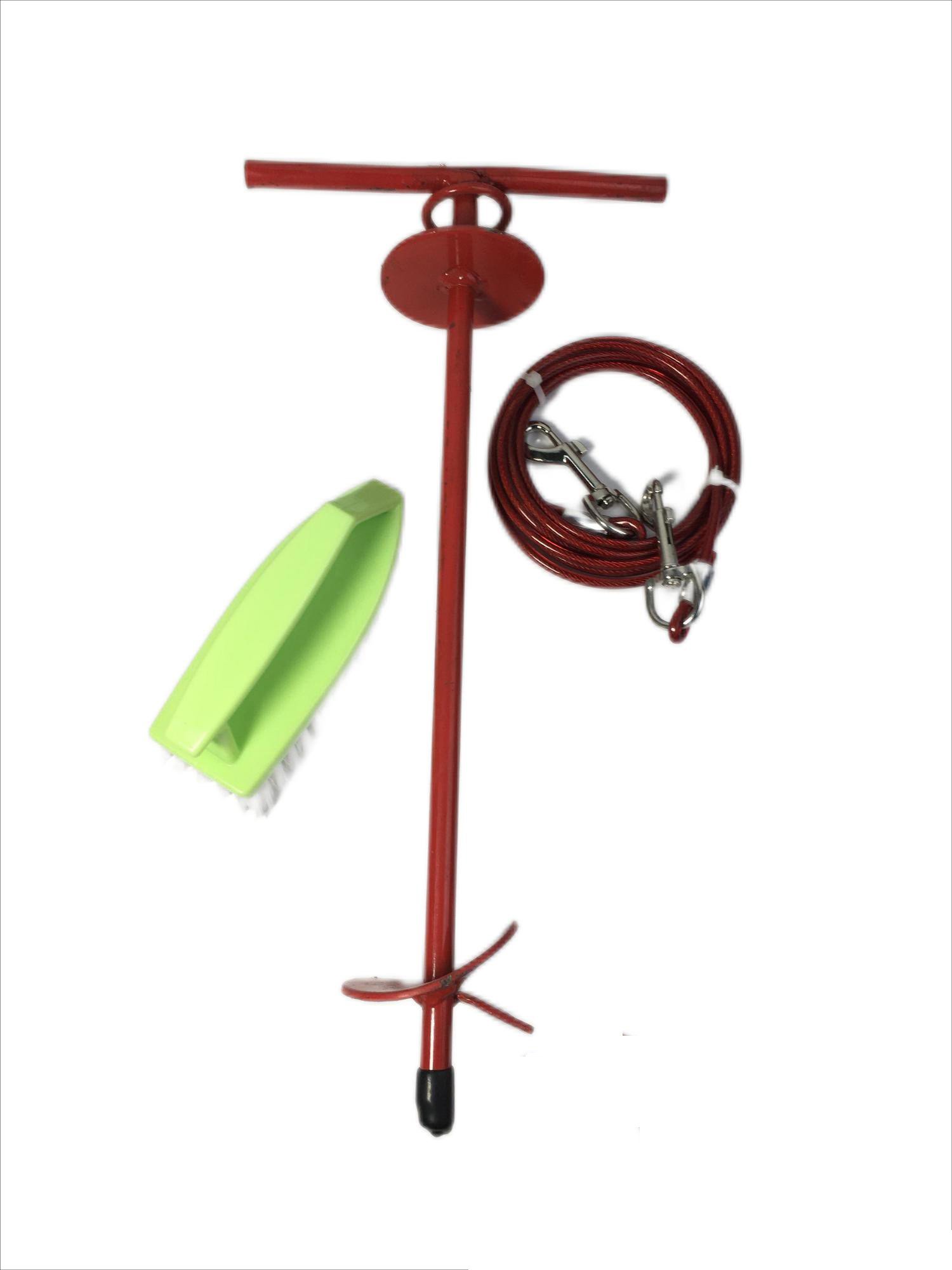 Spiral Ground Screw Earth Anchor Spike Folding Helix Stake Pile with Dog Tie for Trampoline, Swings, Gazebo, Tent