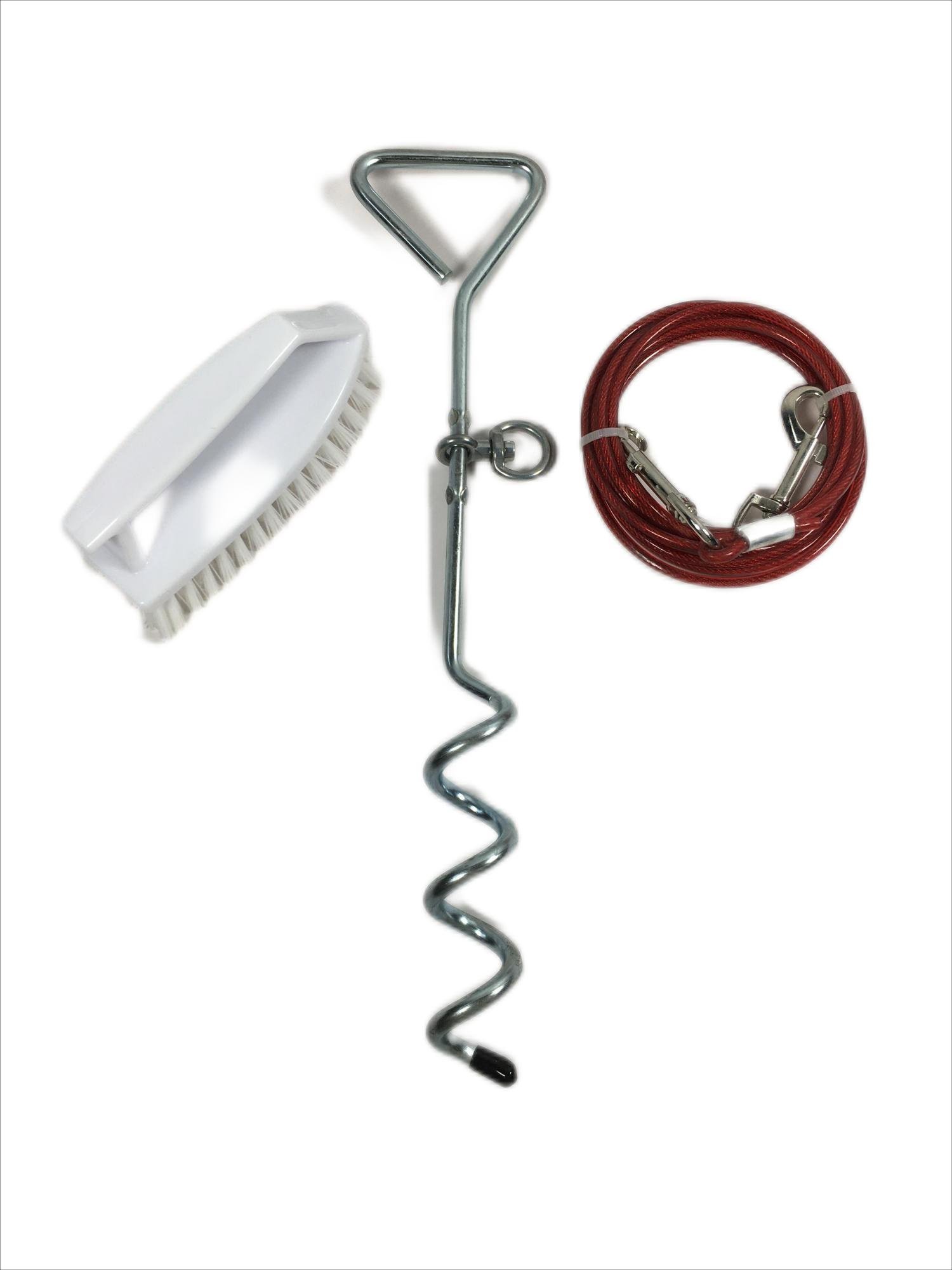 Spiral Ground Screw Earth Anchor Spike Folding Helix Stake Pile with Dog Tie for Trampoline, Swings, Gazebo, Tent