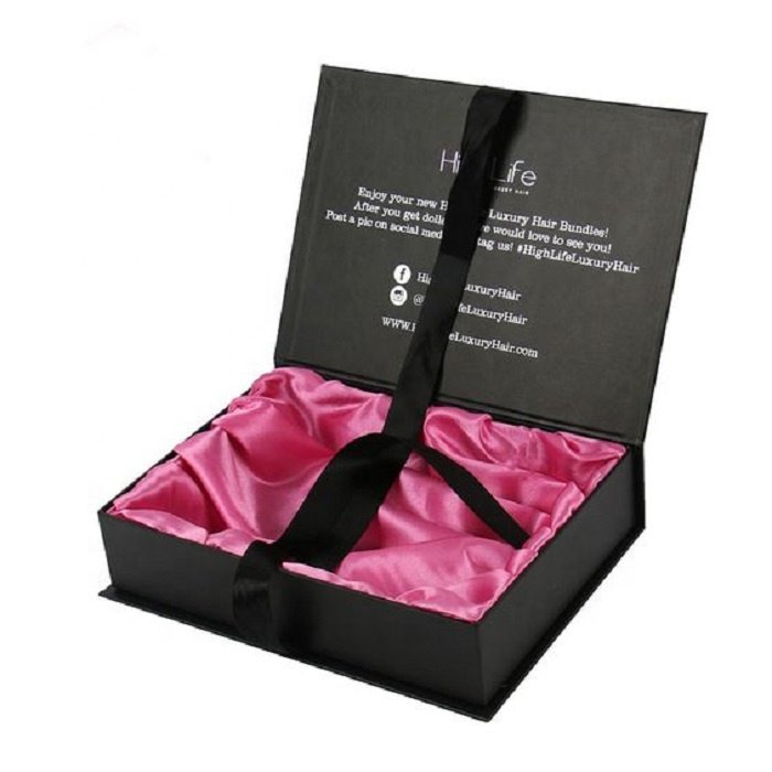 Crown win empire human bundle hair extension packs magnetic foldable bow gift box packaging boxes luxury custom logo paper boxes