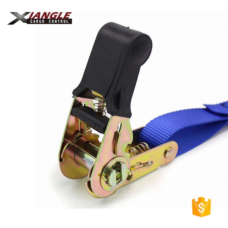 Premium 1 Inch Cargo Lashing Rubber Handle Ratchet Tie Down Strap with S Hooks