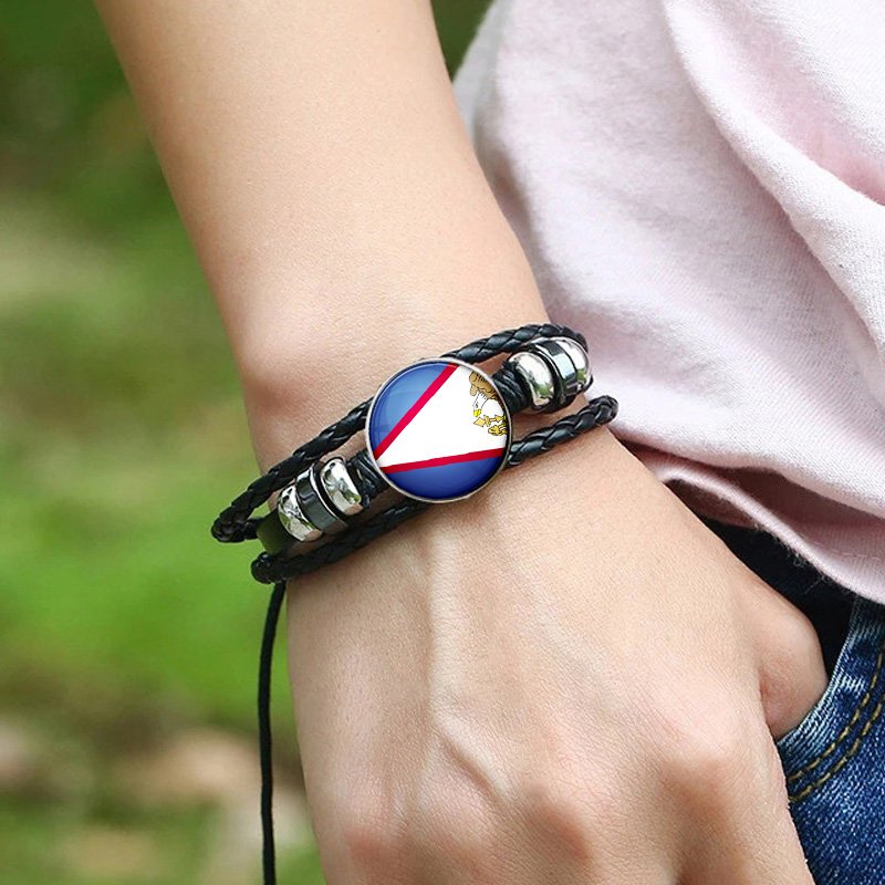 80 Model American Samoa Flag Map Tie Clip Lapel Pin Ring Brooch Cuff Link Necklace Bracelet Earrings Key Chain Samoa Jewelry Set