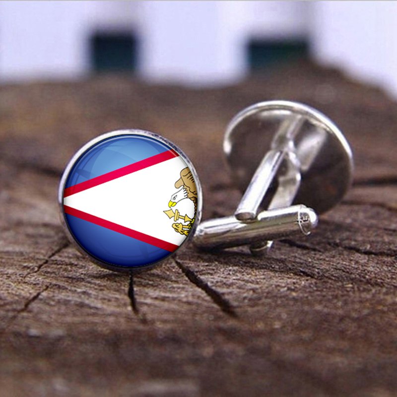 80 Model American Samoa Flag Map Tie Clip Lapel Pin Ring Brooch Cuff Link Necklace Bracelet Earrings Key Chain Samoa Jewelry Set